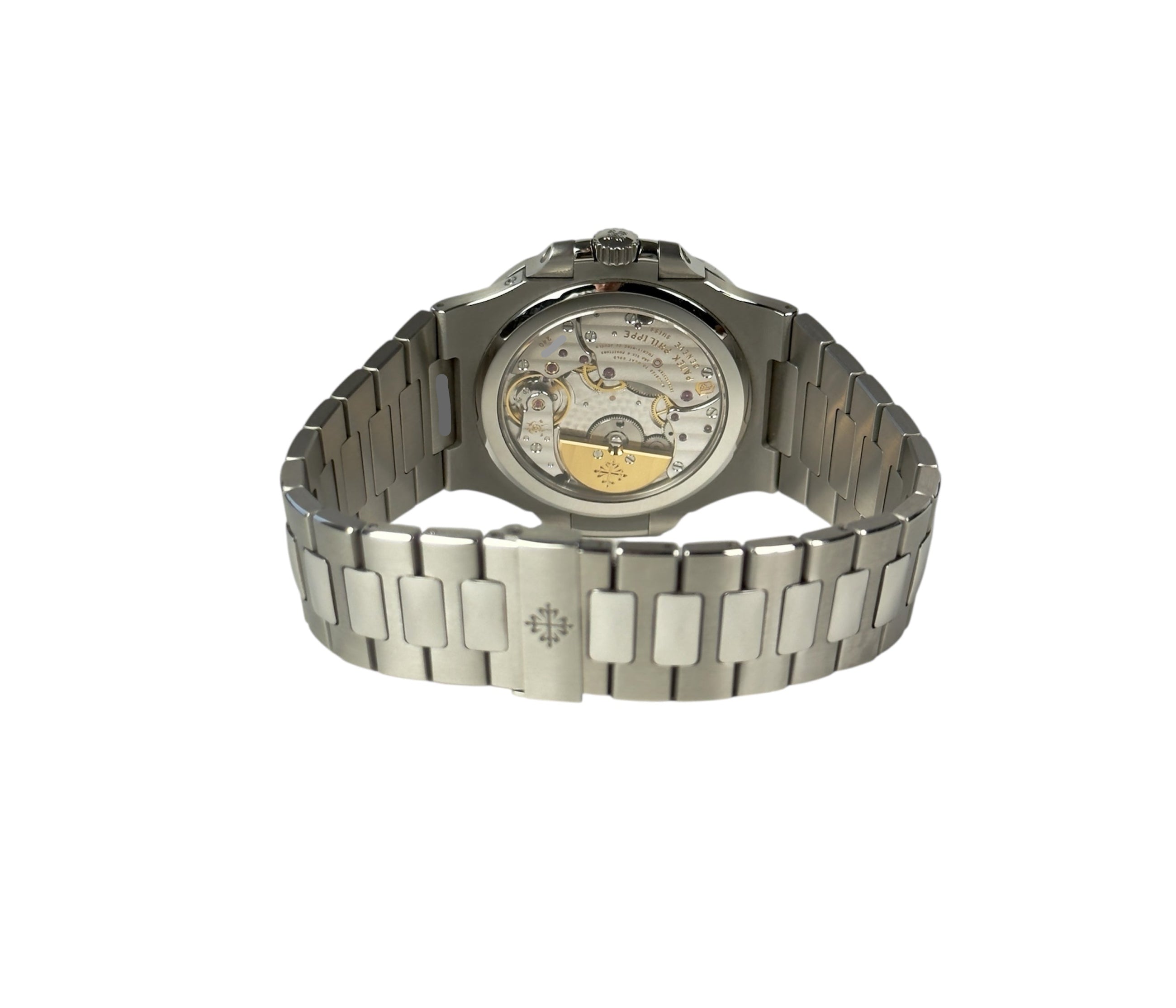 Patek Philippe Nautilus Moon Phase ref. 5712 (2018) i stål. Eftertragtet og smukt Nautilus med blå skive, månefase, small second, gangreserve samt automatisk mikrorotorværk.
Uret er i utrolig flot stand, 9.5/10.
Kommer som fuldt sæt: Bokse, certifikat, manualer, stillepind mv.