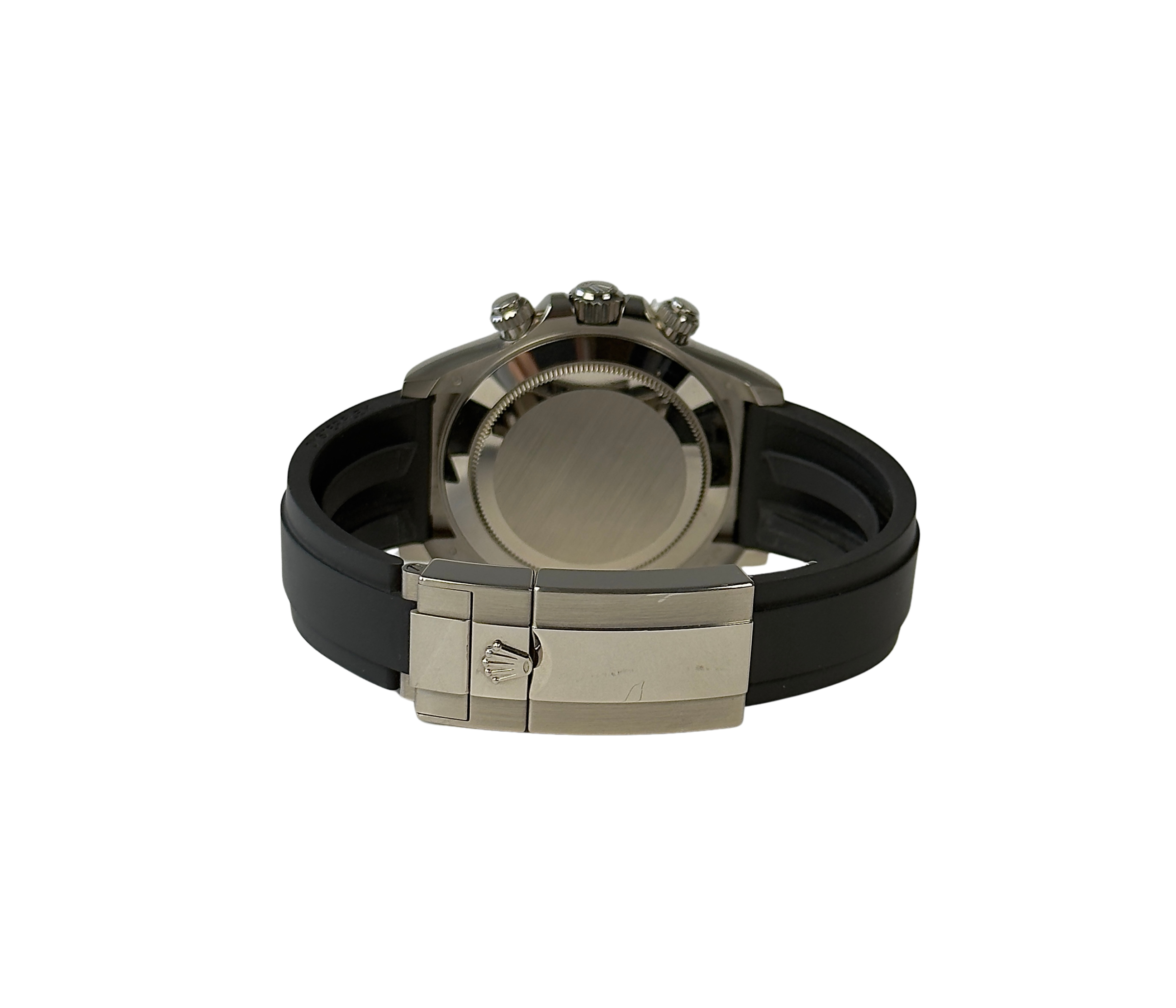Rolex Daytona 116519LN "Ghost" (2022) i 18kt. hvidguld på Oysterflexrem. Uret fremstår i flot stand med mindre brugsspor, 9/10. Kommer som fuldt sæt: Bokse, certifikat, papomslag, købskvittering, bezel-beskytter, hangtag og whitetag. Oprindelig solgt fra dansk AD. Uret er omfattet af Rolex World Wide Garanti til december 2027.
