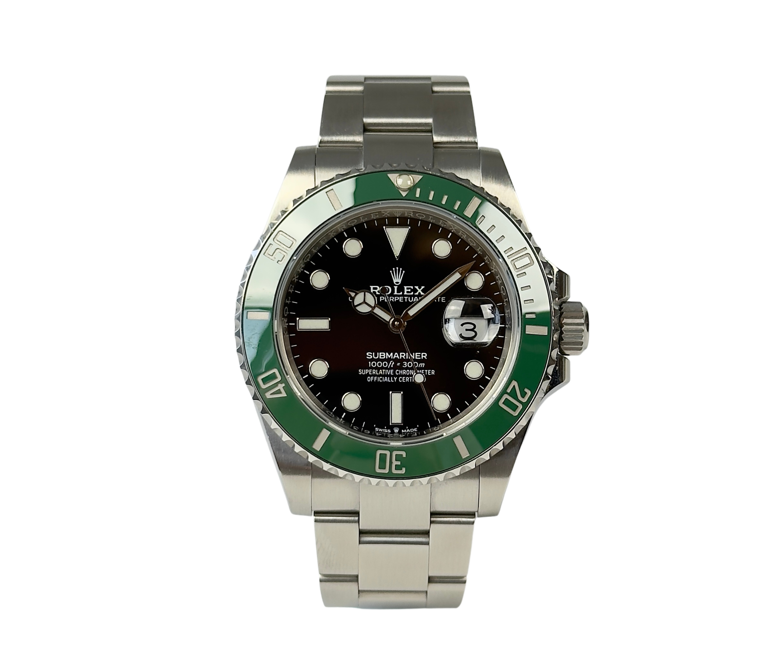 Rolex Submariner 126610LV "Starbucks" MK1 (2020) i stål med grøn drejerkans. Uret fremstår i god alm. stand med overfladiske brugsspor. Kommer som fuldt sæt: Bokse, certifikat, manualer, hangtag og tre ekstra led.