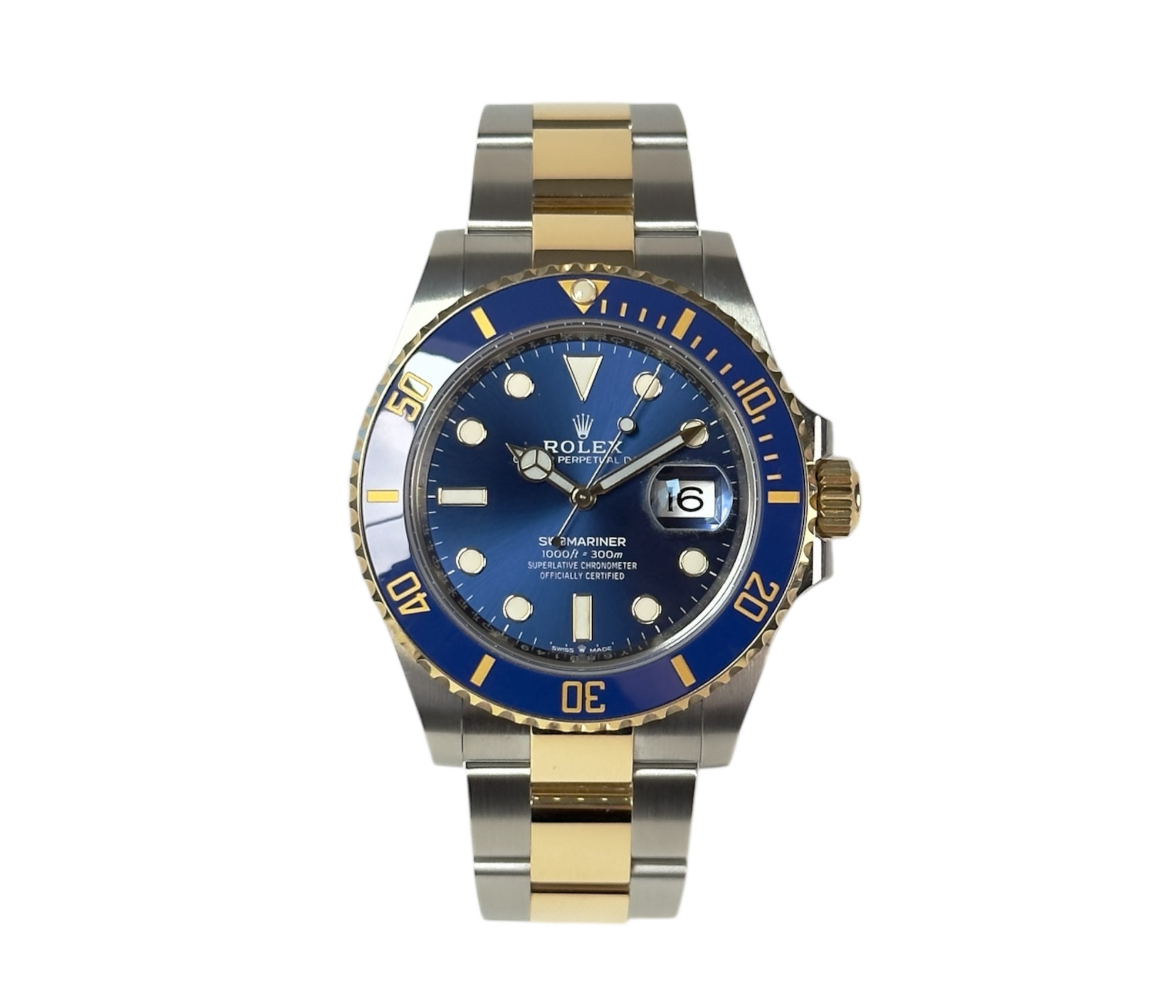 Rolex Submariner 126613LB fra 2021 i guld/stål med blå skive og lynette. Fremstår i rigtig god stand med alm. brugsspor. Kommer som fuldt sæt.