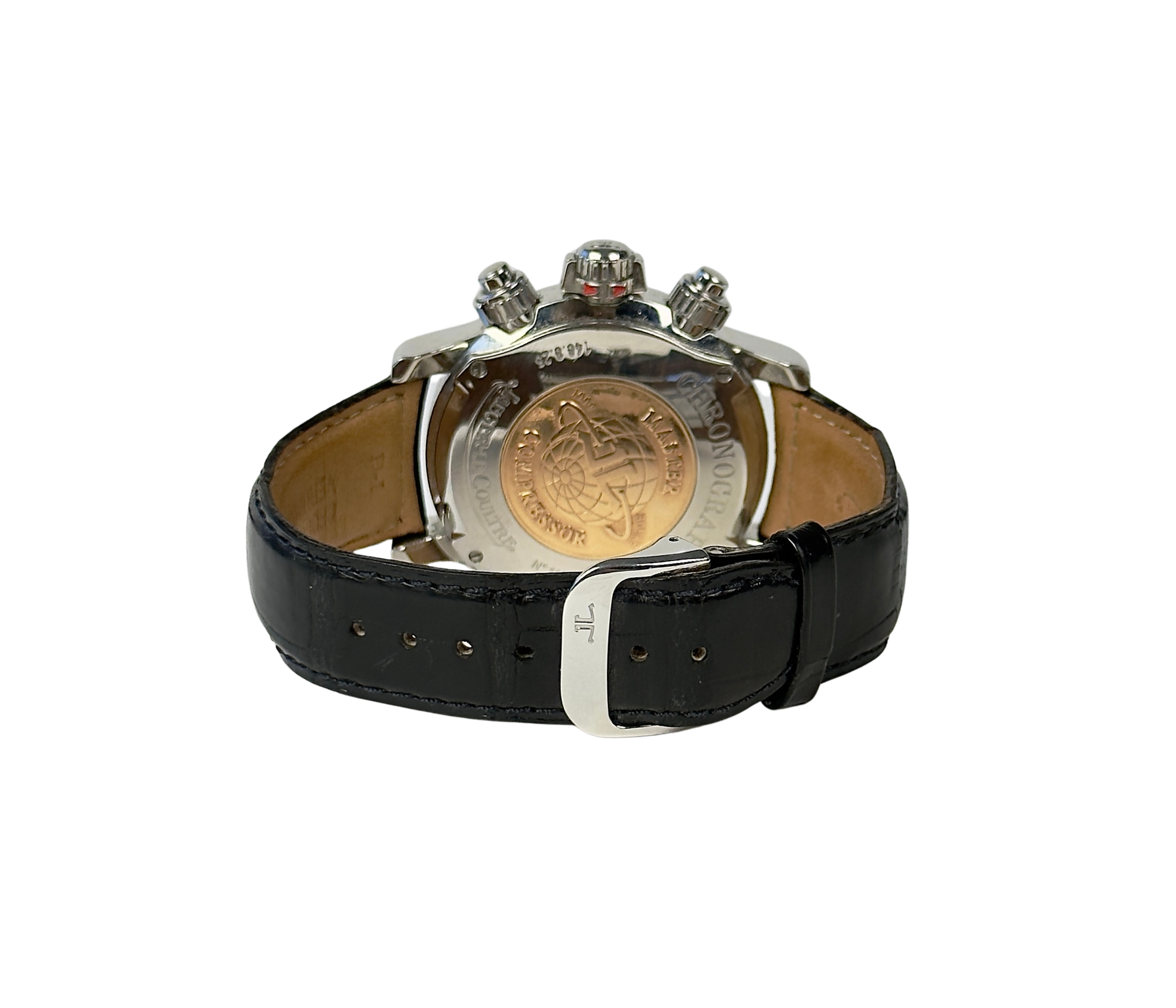 Jaeger LeCoultre Master Compressor Chronograph 1161 (2007) i stål. Uret fremstår i god stand, 8.5/10. Kommer med bokse, certifikat, manual, servicekvittering samt to ekstra originale JLC-remme inkl. JLC-spænder.