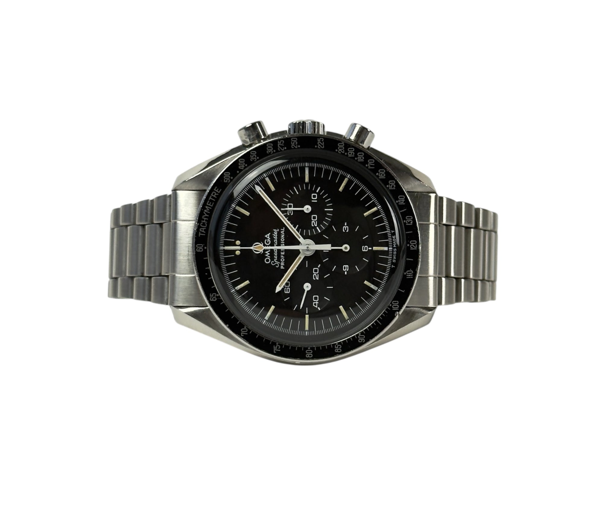 Omega Speedmaster 145.022-74 (1970) i stål med plexiglas. Fremstår i super flot stand, 9/10. Uret kommer uden tilbehør. 