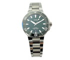 Oris Aquis ref. 01 733 7766 4157 i stål med grøn skive stående frontvisning i ny stand