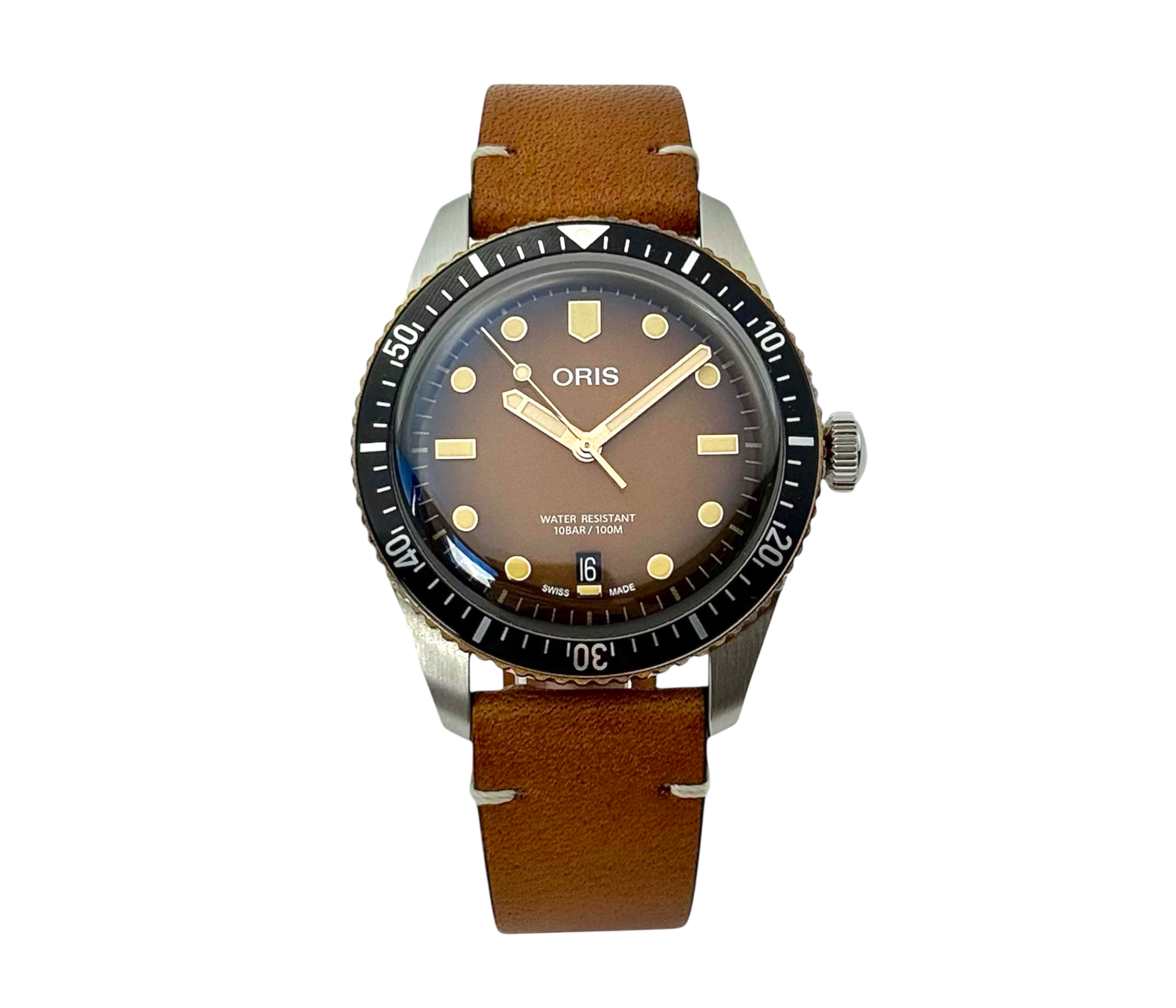 Oris Diver Sixty-Five Date 01 733 7707 4356 stående frontvisning i ny stand fuldt sæt