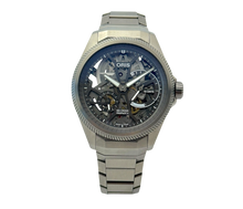 Oris Propilot X Skeleton 01 115 7759 7153 i titanium stående frontvisning i ny stand fuldt sæt