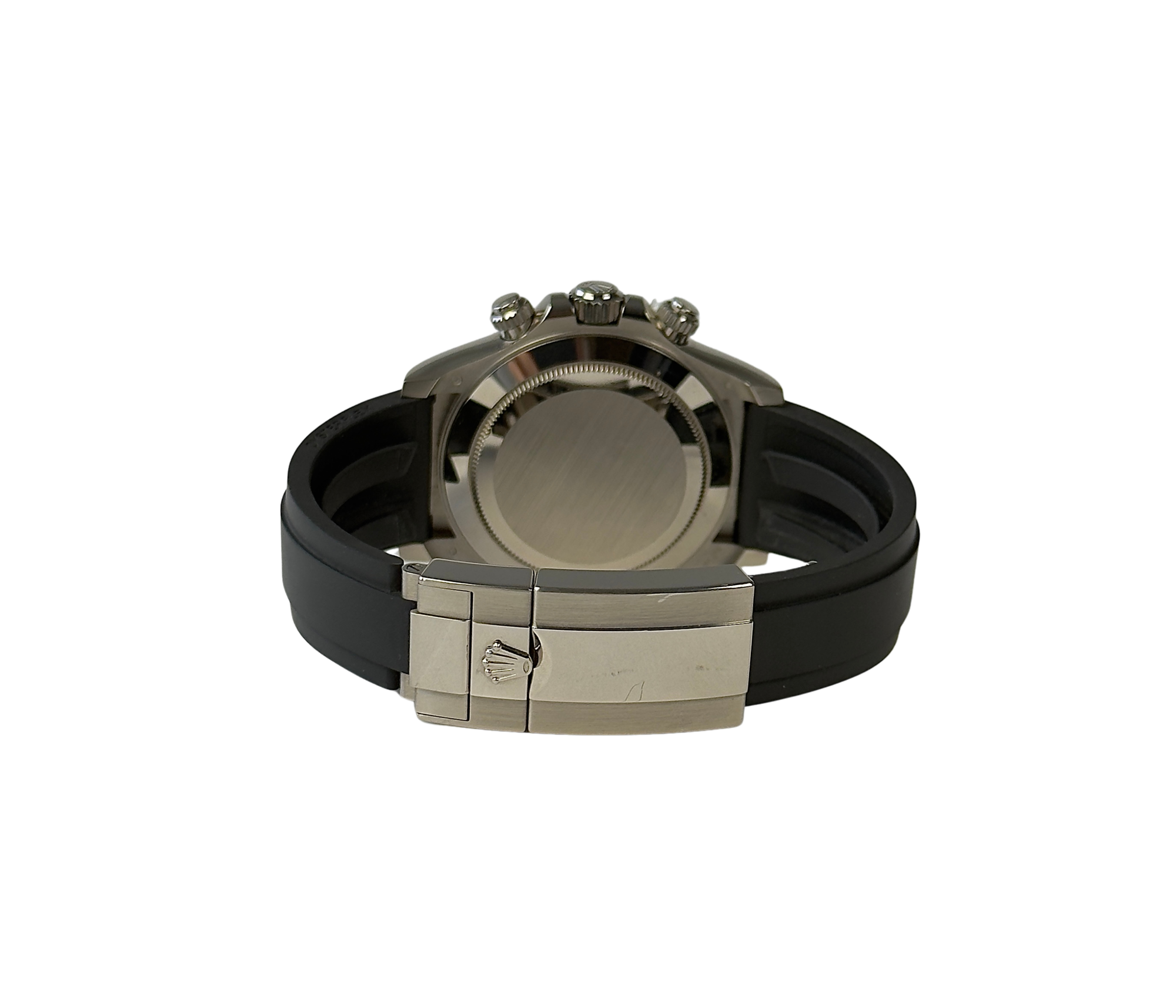 Rolex Daytona 116519LN "Ghost" (2022) i 18kt. hvidguld på Oysterflexrem. Uret fremstår i flot stand med mindre brugsspor, 9/10. Kommer som fuldt sæt: Bokse, certifikat, papomslag, købskvittering, bezel-beskytter, hangtag og whitetag. Oprindelig solgt fra dansk AD. Uret er omfattet af Rolex World Wide Garanti til december 2027.