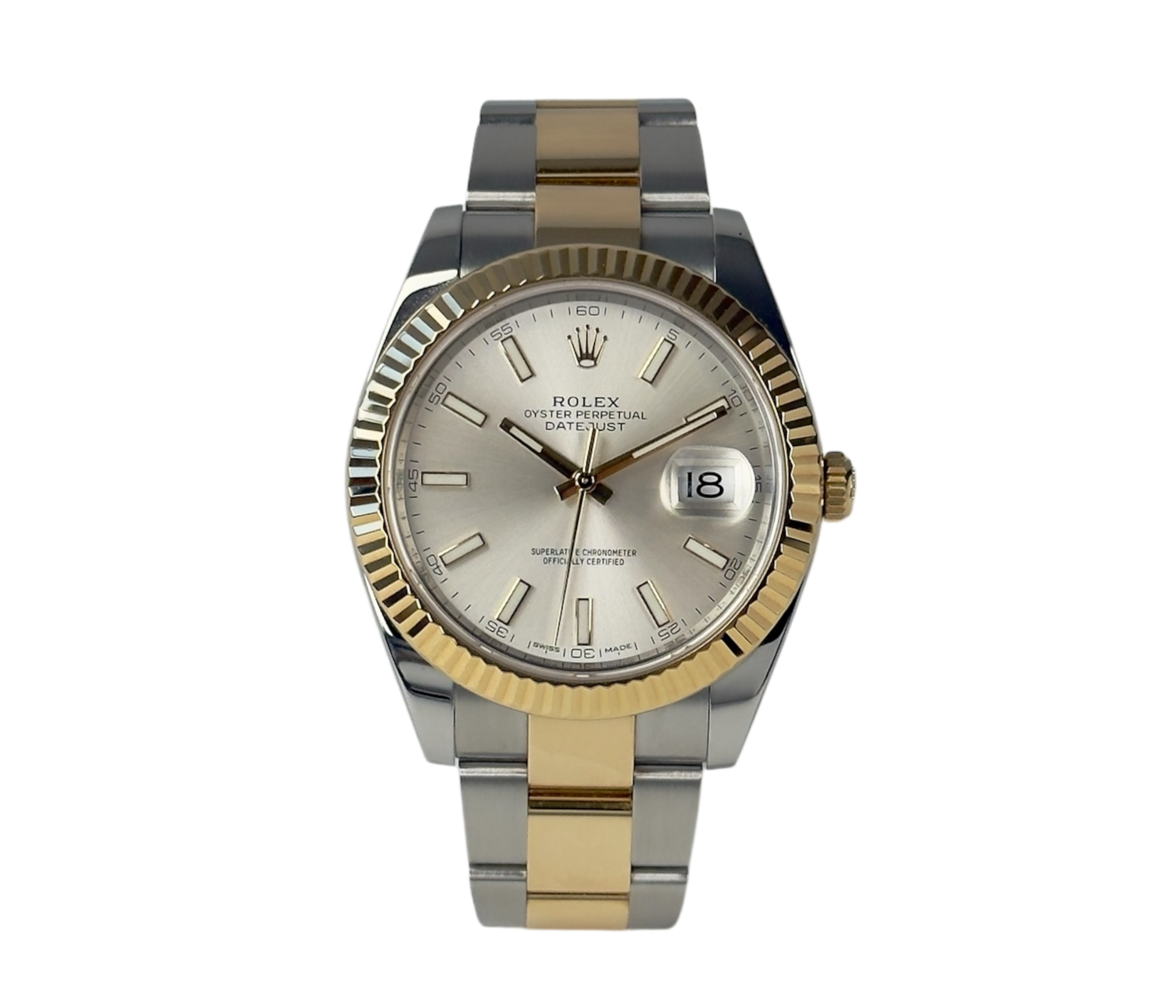 Rolex Datejust 126333 i guld og stål med sølvskive. I super god stand, komplet sæt.