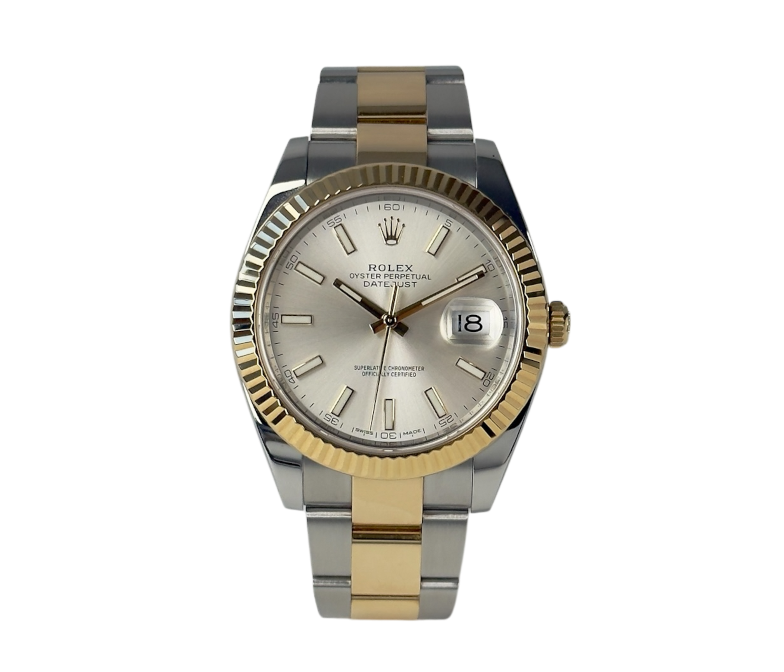 Rolex Datejust 126333 i guld og stål med sølvskive. I super god stand, komplet sæt.