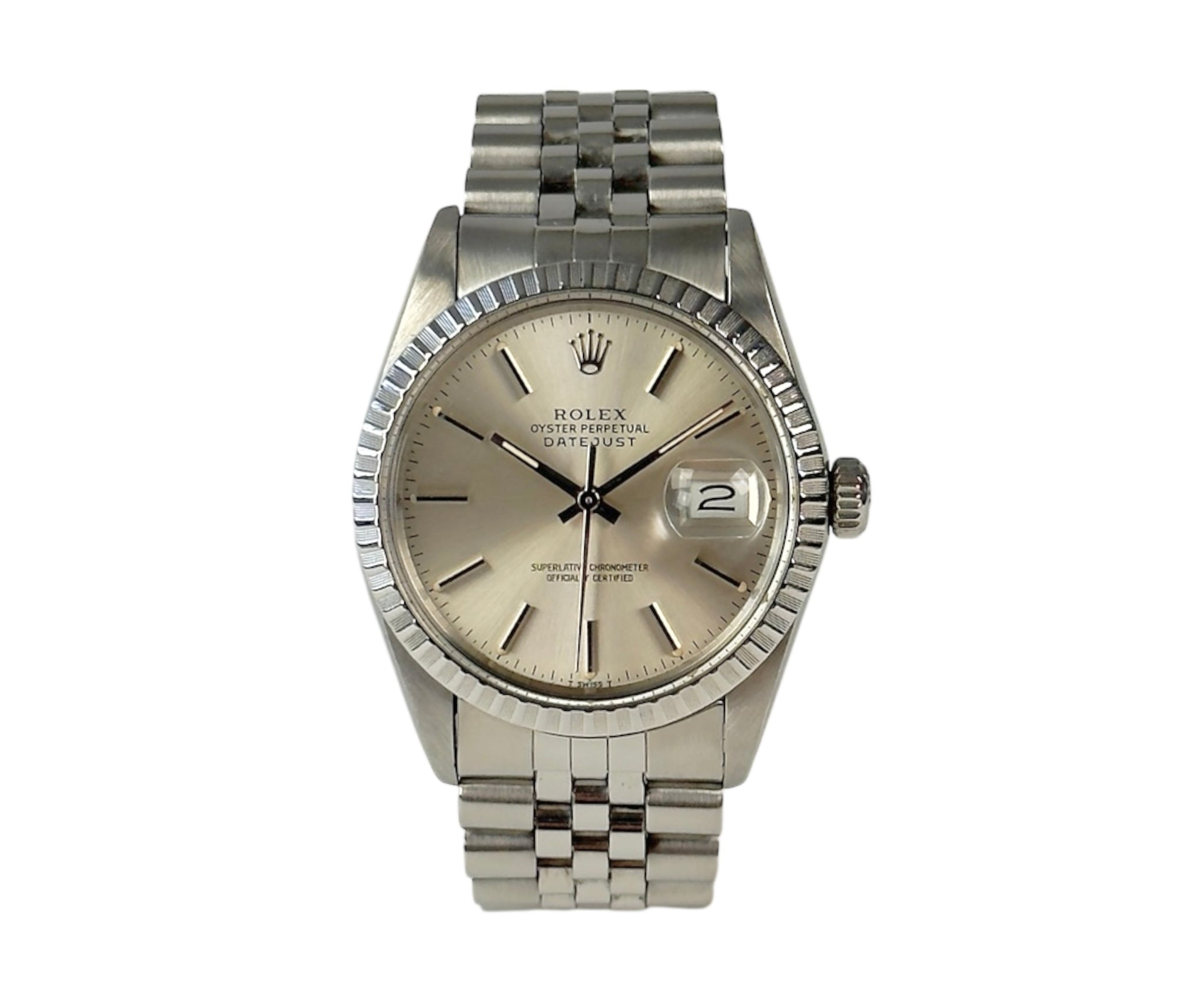 Rolex Datejust 16030 stående frontvisning i nyrestaureret stand uden tilbehør