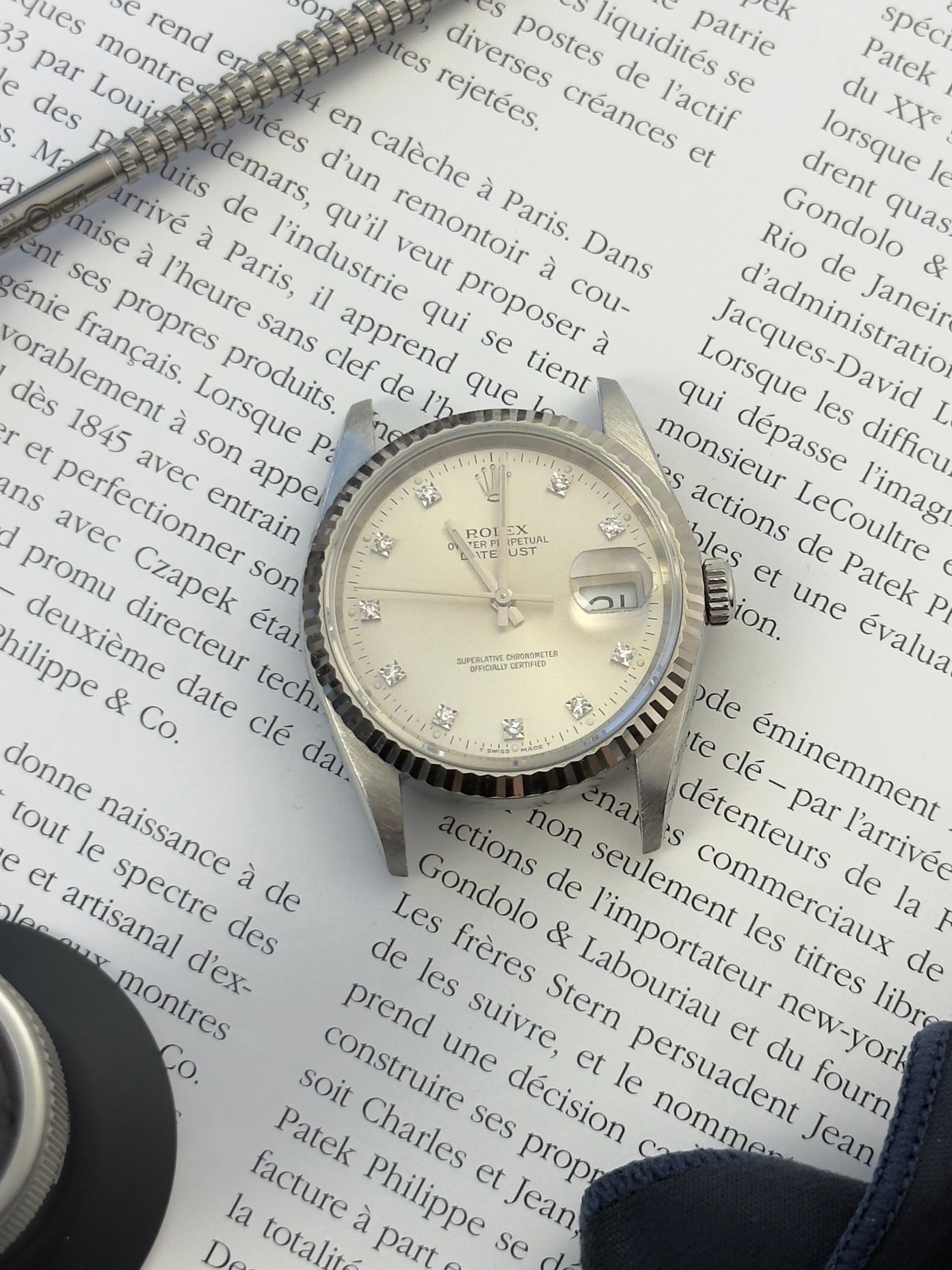 Rolex Datejust 16234 med diamantskive i rigtig god stand med boks og certifikat