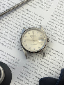 Rolex Datejust 16234 med diamantskive i rigtig god stand med boks og certifikat