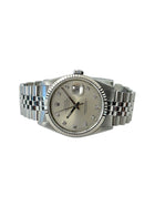 Rolex Datejust 16234 med diamantskive liggende frontvisning i rigtig god stand med boks og certifikat