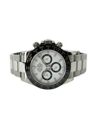 Rolex Daytona 116500LN liggende frontvisning med hvid skive i mint stand komplet sæt.