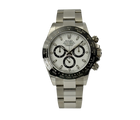 Rolex Daytona 116500LN stående frontvisning med hvid skive i mint stand komplet sæt.