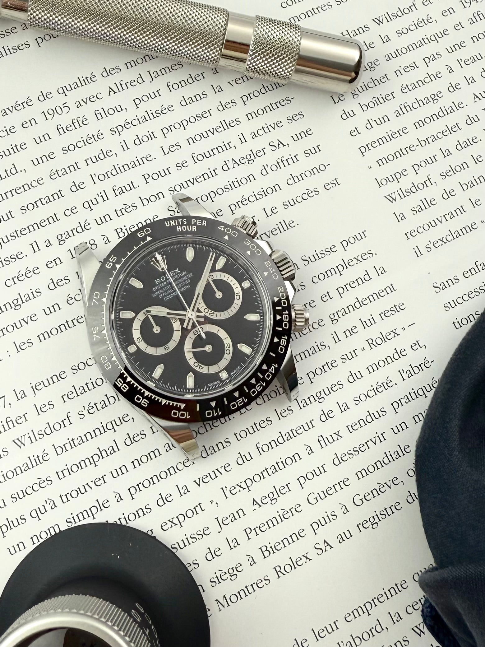 Rolex Daytona 116500LN med sort skive i mint stand komplet sæt.