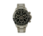 Rolex Daytona 116500LN stående frontvisning med sort skive i mint stand komplet sæt.