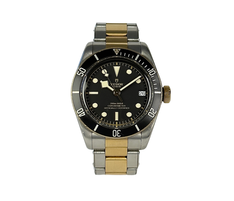 Tudor Black Bay M79733N (2017) i guld og stål. Uret måler 41 mm og fremgår i brugt stand med brugsspor. Kommer med boks, nato-rem, ekstra led samt original købskvittering fra dansk forhandler.